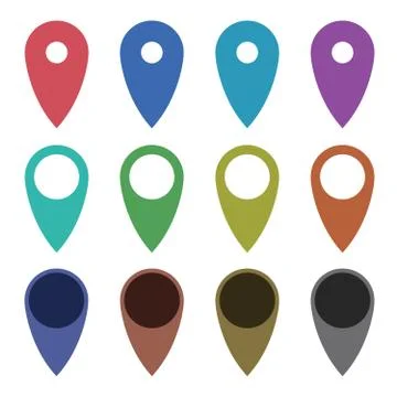 Colorful Map Pointer Icon Set. Stock Illustration