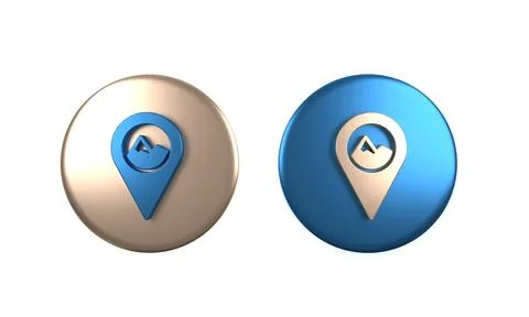 Colorful Map pointer with mountain icon isolated on white background. Mount.. Stock Illustration