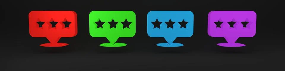 Colorful Map pointer with star icon isolated on black background. Star favo.. 库存插图