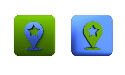 Colorful Map pointer with star icon isolated on white background. Star favo.. 스톡 일러스트