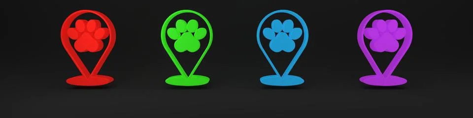 Colorful Map pointer with veterinary medicine hospital, clinic or pet shop .. 库存插图