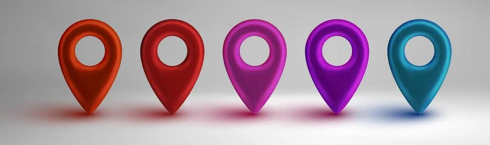 Colorful map pointers set isolated on white background. Location icons concept Stock Illustration