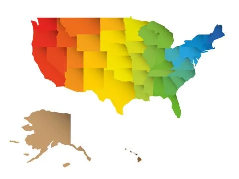 Colorful map of USA Stock Illustration
