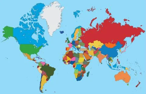 Colorful map of World 스톡 일러스트
