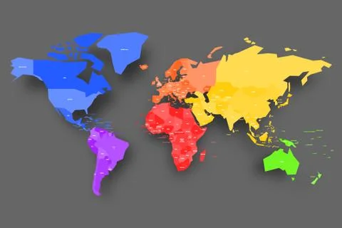 Colorful map of World. Simplified vector map with country name labels Stock Illustration