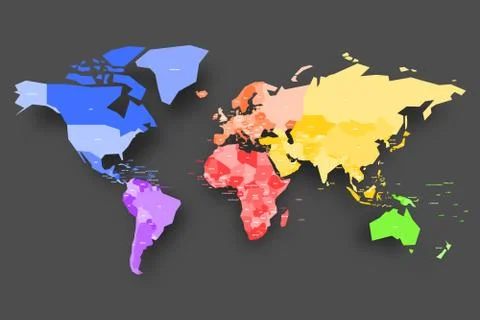 Colorful map of World. Simplified vector map with country name labels Stock Illustration