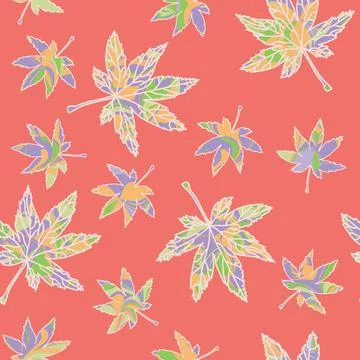 Colorful maple leaves seamless pattern 스톡 일러스트