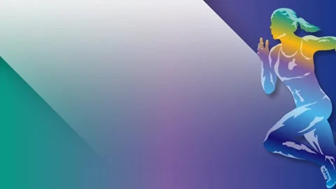 Colorful Marathon Runner Graphic Motion Background Loop for Sports. Stock Footage 344596260