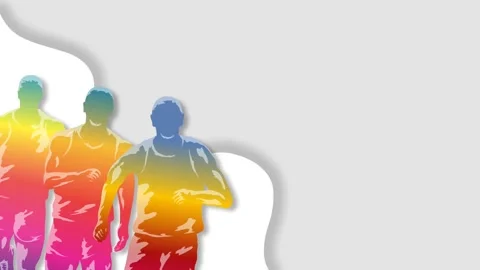 Colorful Marathon Runners Motion Background Graphic Animation for Fitness a.. Stock Footage 344596413