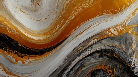 Colorful marble liquid flow has unique and beautiful golden sand line pattern.4K Stock Footage 295705108