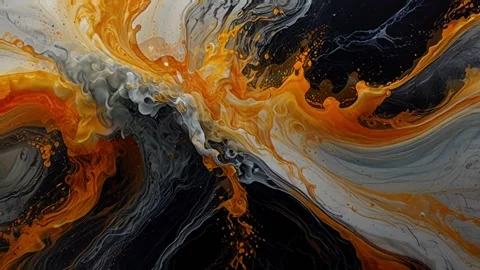 Colorful marble liquid flow has unique and beautiful golden sand line pattern.4K Stock Footage 295706404