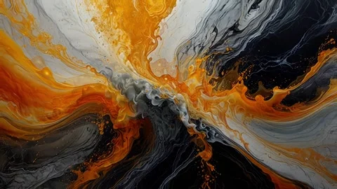 Colorful marble liquid flow has unique and beautiful golden sand line pattern.4K Stock Footage 295706493