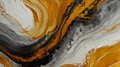 Colorful marble liquid flow has unique and beautiful golden sand line pattern.4K Stock Footage 295707808