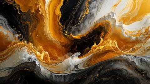 Colorful marble liquid flow has unique and beautiful golden sand line pattern.4K Stock Footage 295707846