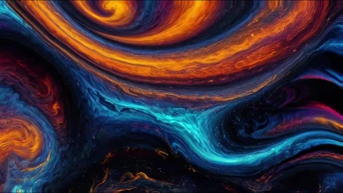 Colorful marble liquid flow has unique and beautiful golden sand line pattern.4K Stock Footage 295714760