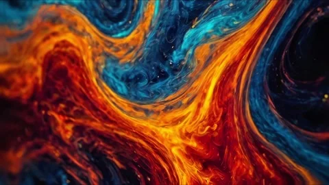Colorful marble liquid flow has unique and beautiful golden sand line pattern.4K Video stock 295747135