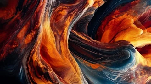 Colorful marble liquid flow has unique and beautiful golden sand line pattern.4K Video stock 295760584