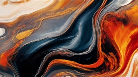 Colorful marble liquid flow has unique and beautiful golden sand line pattern.4K Video stock 295761056
