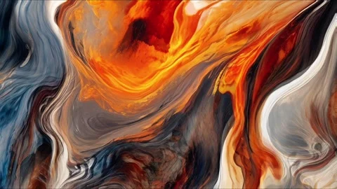 Colorful marble liquid flow has unique and beautiful golden sand line pattern.4K Video stock 295761115