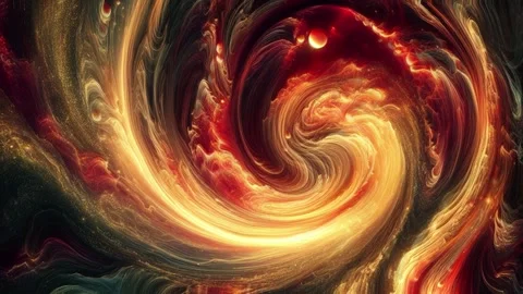 Colorful marble liquid flow has unique and beautiful swirl pattern gold red Stock Footage 295761350