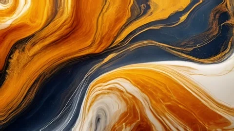 Colorful marble liquid flow has unique and beautiful golden sand line pattern.4K 스톡 동영상 295763610