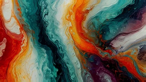 Colorful marble liquid flow has unique and beautiful pattern lines. 4K Stock-Footage 295763842