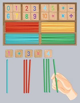 Colorful Math Learning Tools for Kids Stock Illustration