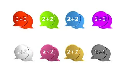 Colorful Math system of equation solution on speech bubble icon isolated on.. Stock Illustration