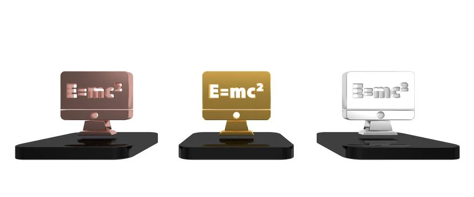 Colorful Math system of equation solution on computer monitor icon isolated.. イラスト素材