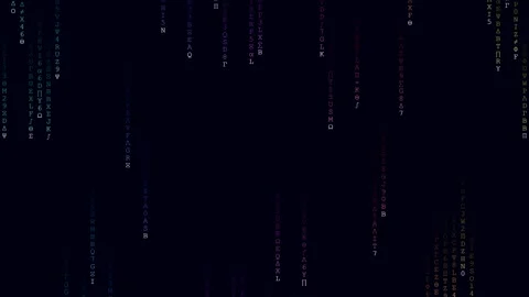 Colorful Matrix Digital Rain Falling Code with Greek Alphabet Letters Stock Footage 340341378