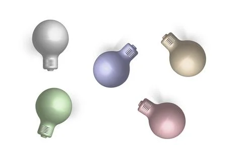 Colorful matte light bulb vector set for creative ideas Ilustración de archivo