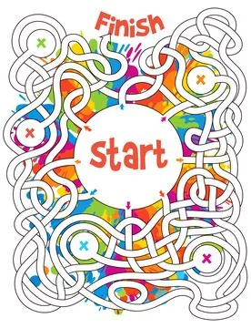 Colorful maze. Find the right path. Maze for children. Educational game for.. Stock Illustration