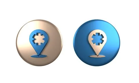 Colorful Medical map pointer with cross hospital icon isolated on white bac.. 库存插图