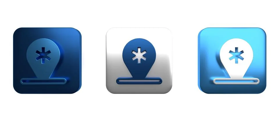 Colorful Medical map pointer with cross hospital icon isolated on white bac.. 库存插图