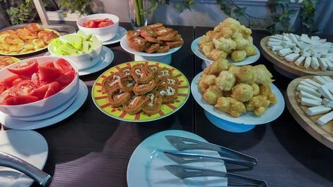 Colorful Mediterranean Easter Brunch Buffet Stock Photos