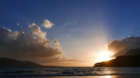 Colorful Mediterranean Sunset in the Spring Stock Footage 87855152