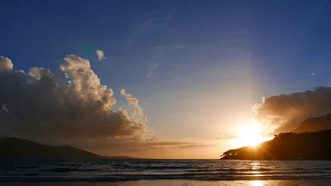 Colorful Mediterranean Sunset in the Spring Stock Footage 87855422