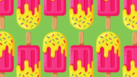 Colorful Melting Popsicle Pattern Background Seamless Summer Ice Cream Foota Video stock 337932152