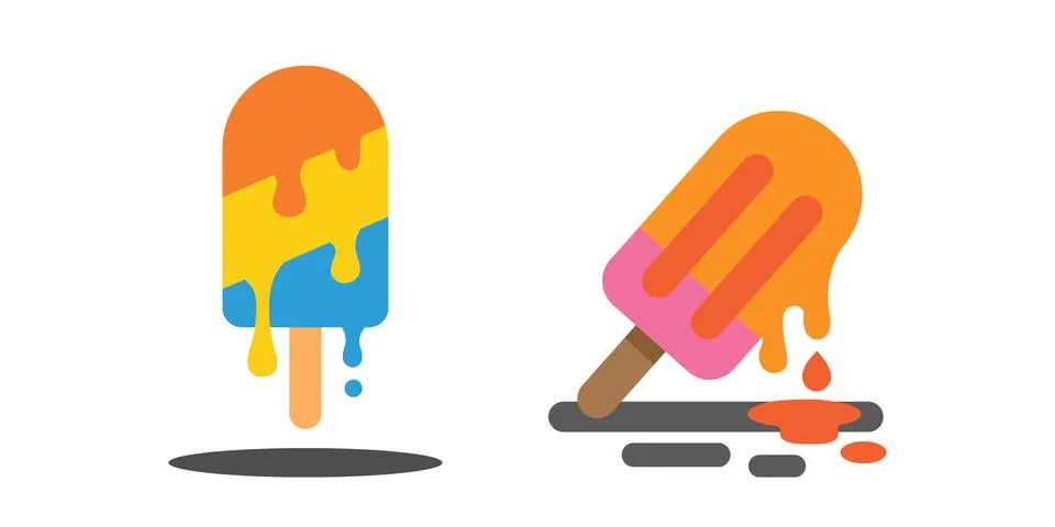 Colorful melting popsicle vector illustrations 스톡 일러스트