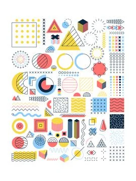 Colorful Memphis Objects Set Stock Illustration
