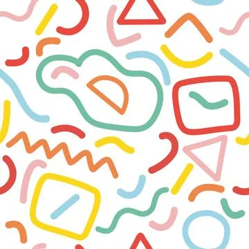 Colorful memphis seamless pattern. Creative minimalist trendy design with b.. Stock Illustration