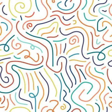 Colorful memphis seamless pattern in doodle style. Stock Illustration
