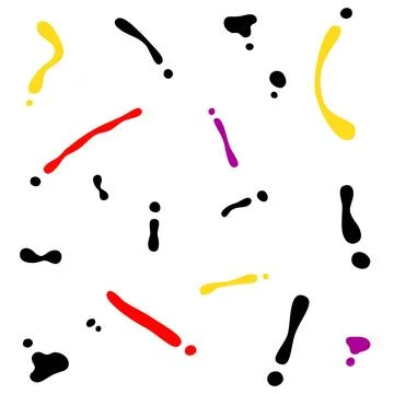 Colorful Memphis Style Vector Set with Abstract Shapes and Splatters Stock Illustration