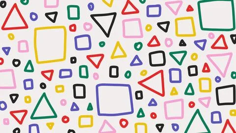 Colorful memphis vector pattern with hand drawn geometric elements. Abstract 库存插图