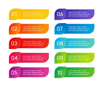 Colorful menu steps, app interface. Number options. Web design of buttons Stockillustratie