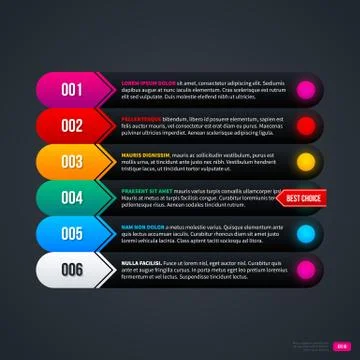 Colorful menu template with six elements. EPS10. Stockillustratie