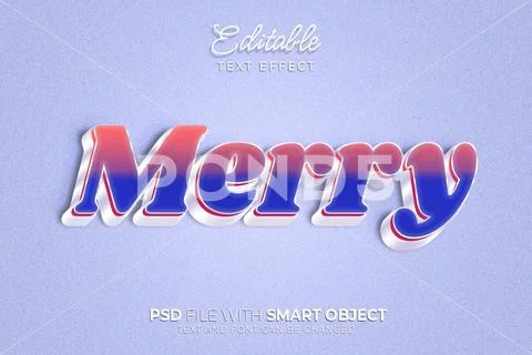 Colorful merry glass editable text effect PSD Template