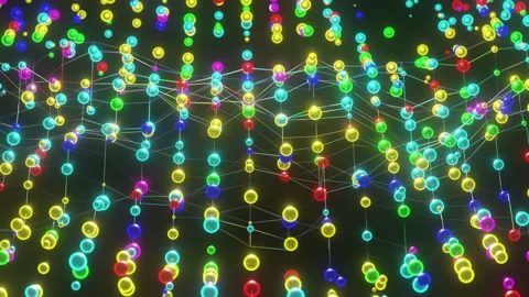 Colorful Mesh With Glowing Nodes Rotating Technology Futuristic Abstract Stock Footage 240741559