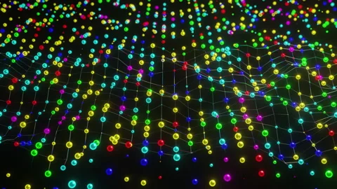 Colorful Mesh With Glowing Nodes Technology Futuristic Abstract Background 3d Stock Footage 240739498