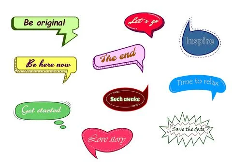 Colorful message stickers Stock Illustration